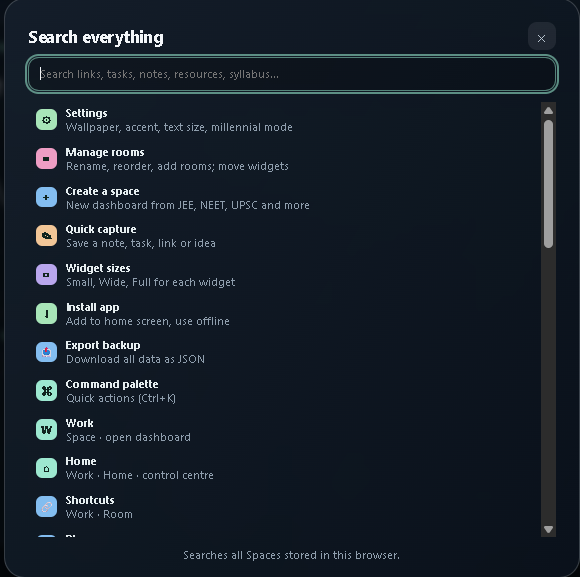 Universal search across the dashboard